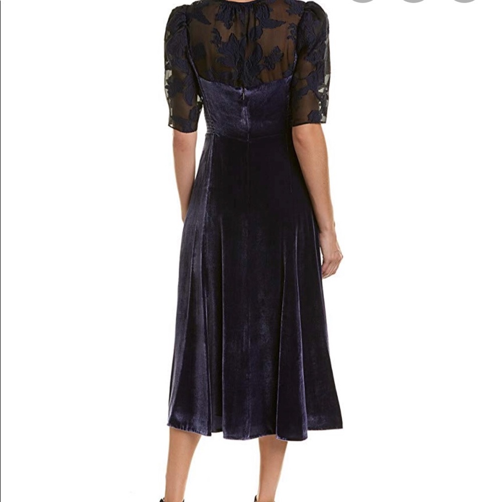 Rebecca Taylor Velour Silk Dress 4 Blue Black NEW